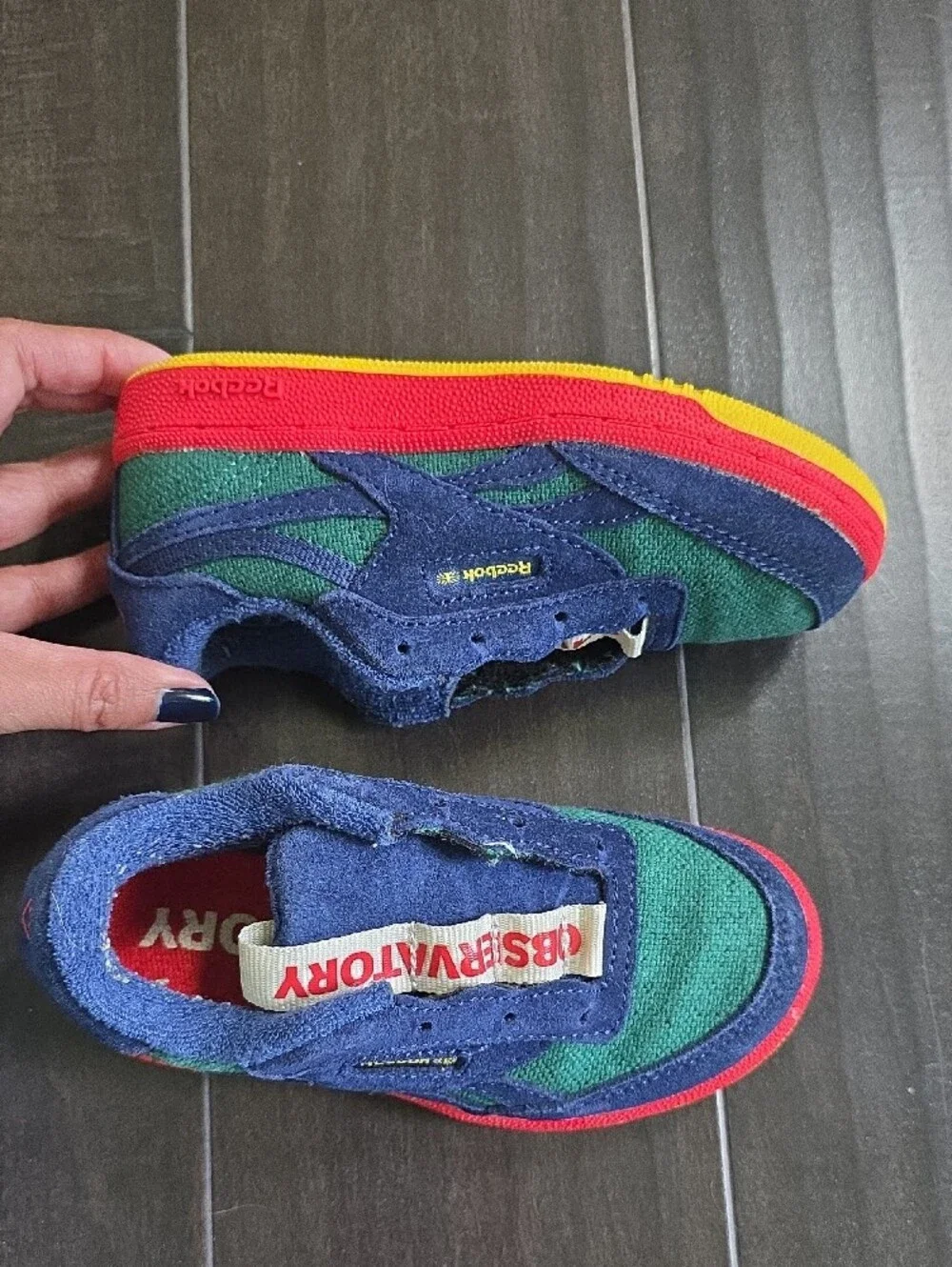 Kids Navy & Green Low-Top Sneakers